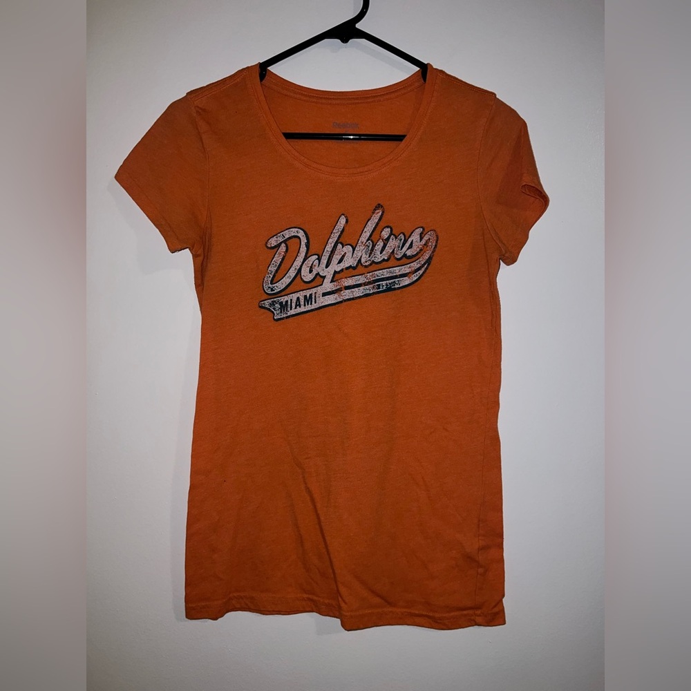 Ladies Miami Dolphins Reebok Orange Graphic Tee